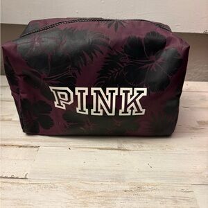 Victoria's Secret PINK Floral Cosmetic Bag - Plum and Black